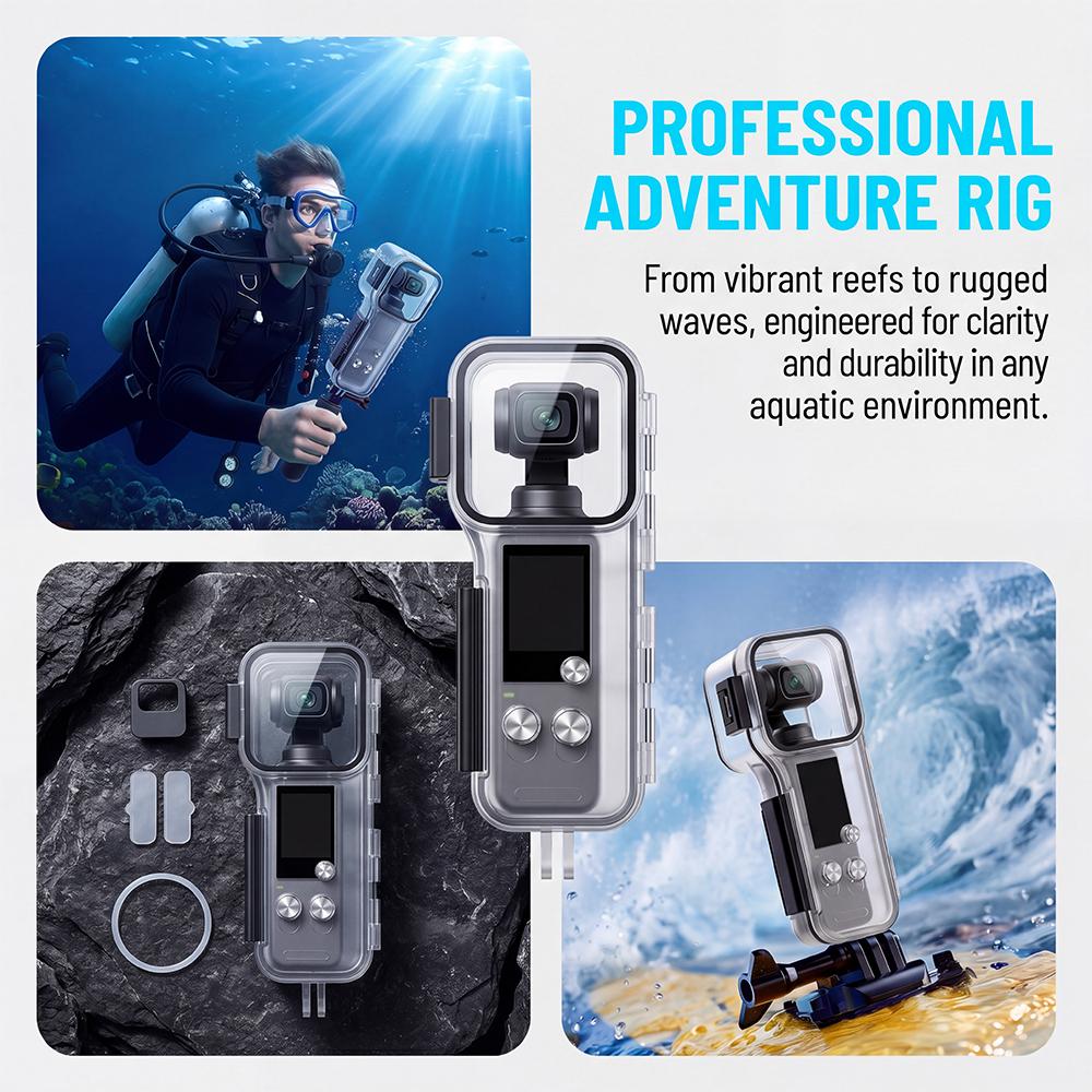 Dive Case for DJI Osmo Pocket 4, 60m/IPX8 Waterproof Housing Cover Underwater Diving Shell for Pocket4 Camera Accessories