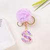 Hairball English 26 Letter Keychain Purple Resin Bag Key Chain Love Sequins Crystal Pendant