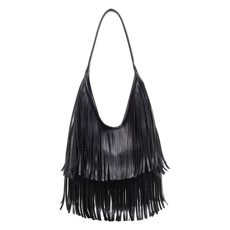 Tote Bag Vintage Tassel Shoulder Bag Women Commuter Large Capacity Bag