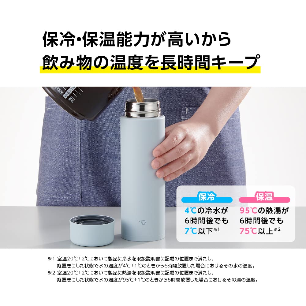 Zojirushi Stainless Steel Water Bottle 720ml, Screw Cap, Easy Clean, Seamless Lid, Forest Gray, Two-Piece Wash, Large Capacity