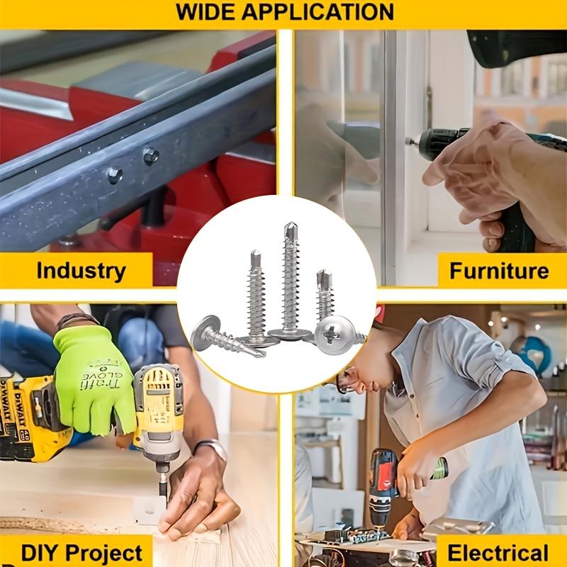 Šroub s vrtací špičkou z nerezové oceli 410, Křížová plochá zápustná rybinová hlava, Samosvrtný šroub, Dostupné tři velikosti