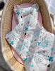 Teddy bear duvet with filling and contoured pillow - 2-piece set - blue teddy bears