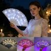 Ventilador Dobrável Luminoso LED Ventilador de Mão Dançante Glow La Ventilador de Plástico Dobrável para mulheres menina Festa Decoração elegante Suprimentos