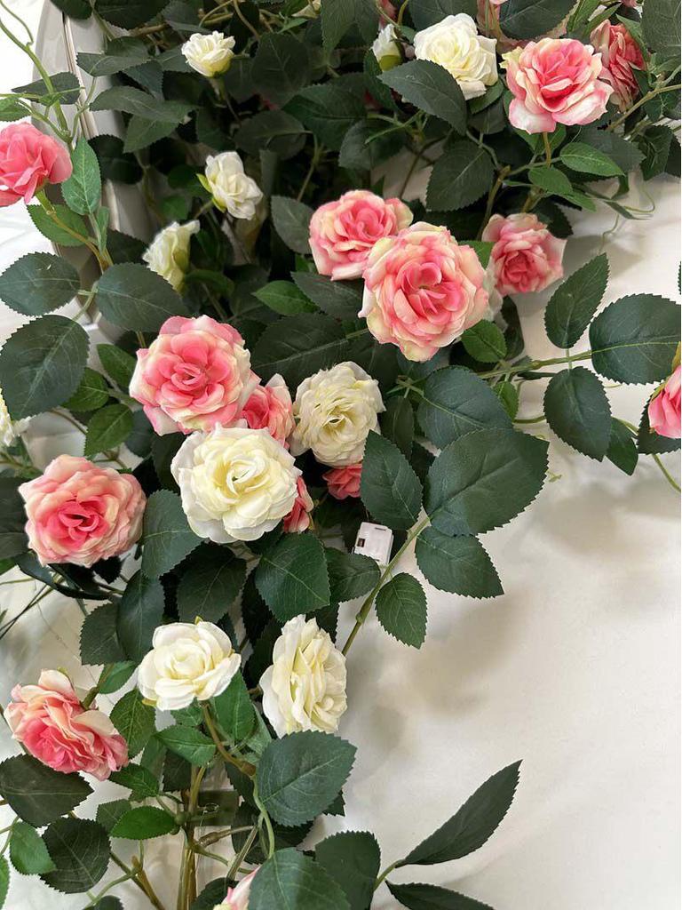 Rose Vine Artificial Flower Decor for Air Conditioner Pipes or Balcony Railings