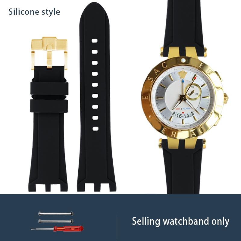 

Watch Band For Versace V-RACECHRONO Series GMT Double Concave Convex interface Calfskin watch Strap Watch Accessories 24mm Strap 24mm