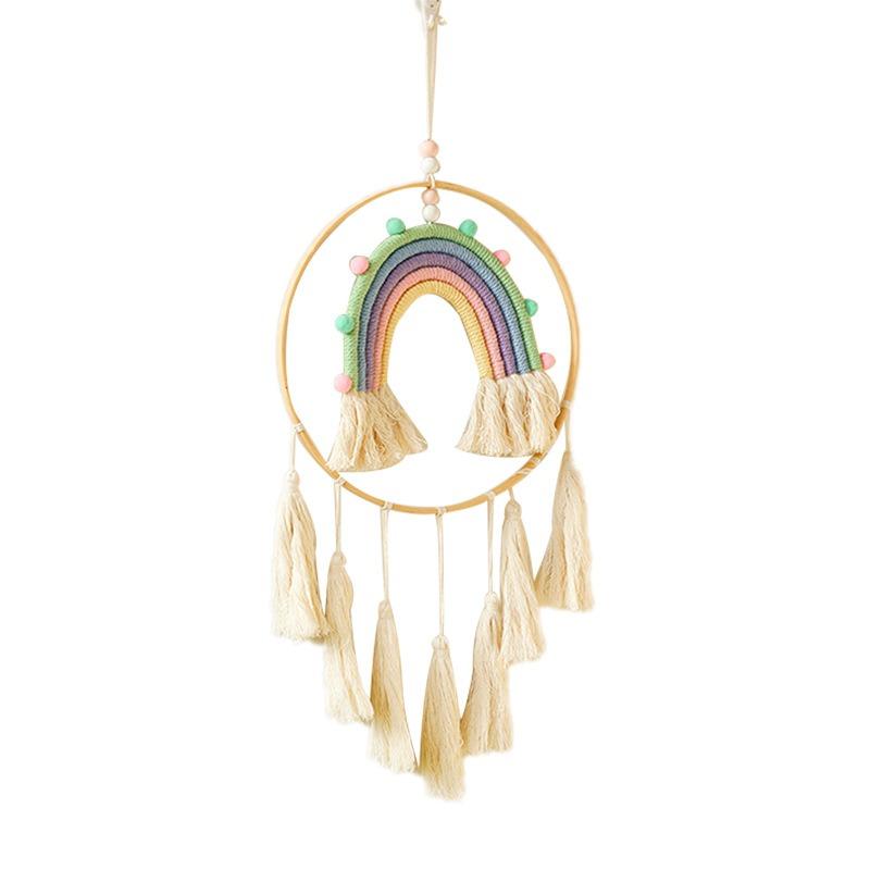 1pc Bohemian Souvenirs Hand-woven Tassel Rainbow Tapestries Simple Homestay Home Living Room Wall Hangers Cotton Thread Gift