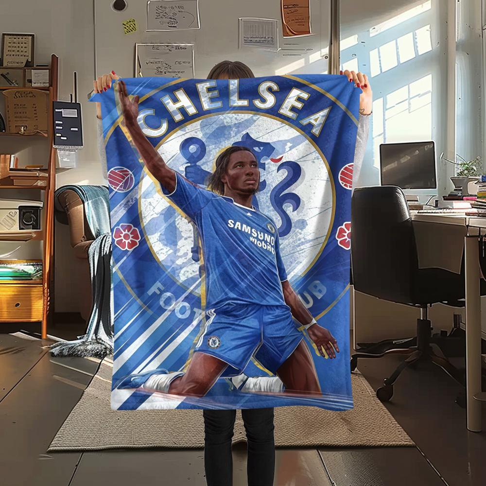 Chelsea FC Poster Print FlAannel Blanket, High Quality Comfortable for All Seasons, Home Decor, Warmth and Comfort