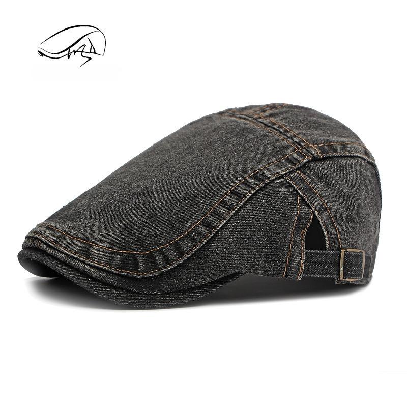 

1pc Women s Classis Retro Beret Classis Denim Retro Newsboy Caps for Men,Summer Solid Washed Adjustable Flat Caps Visor Hat чорний