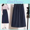 Woman Skirts Patchwork Denim Stretch High Waist Buttons A Line Loose Casual Summer Classic Midcalf Length Skirt Female Ol Mujer