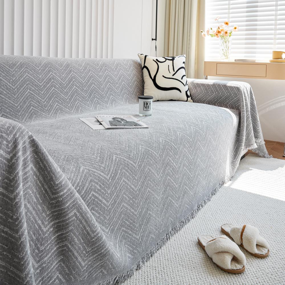 

Чехол для дивана с узором «елочка», универсальная ткань Four Seasons с кисточками, чехол для пододеяльника, полотенце из высококачественной синели 180X130