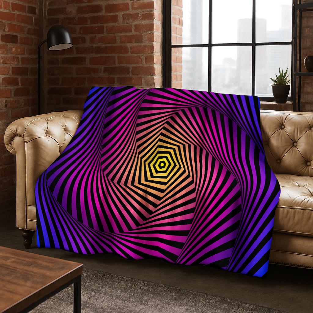 3D Mosaic Visual Geometry Illusion Flannel Blanket Soft Warm Blanket for Bedroom Living Room Bed Travel Camping Picnic Gift