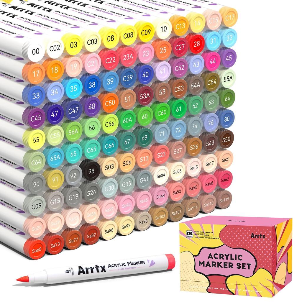 Arrtx Acrylic Markers Anime Series 120 Colors with Brush Tips