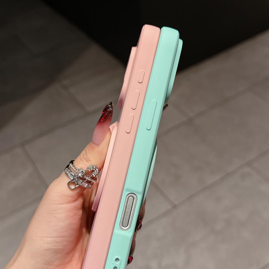 Luxury Matte Silicone Ring Holder Back Cases For iPhone 16E 16 15 14 13 12 Mini 11 Plus Pro Max Rotating Bracket Bumper Cover