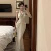 Women's South East Asia Celebrity Temperament Heavy Industry Bead Dress Slim Skinny Dress