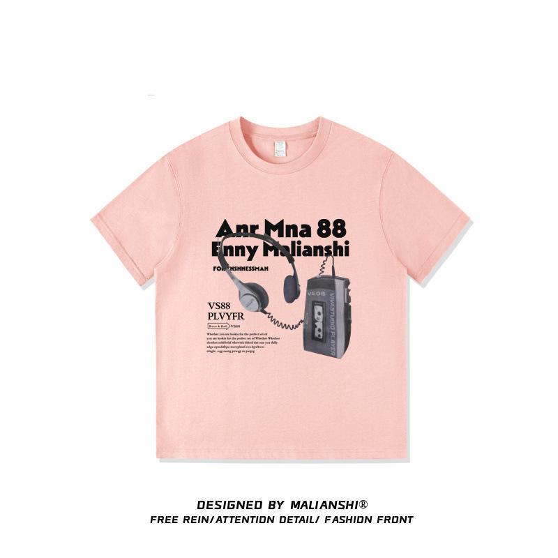 Pure cotton large size American oversize short-sleeved t-shirt women's new design niche printed top