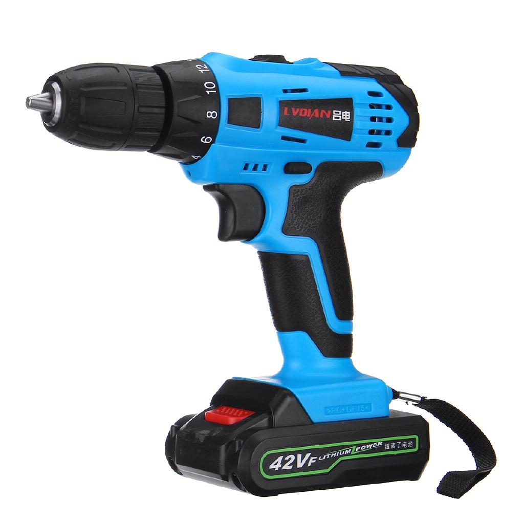 42V Cordless Rechargeable 7500mAh Battery Electric Drill Impact Wrench 2 Speed Screwdriver
