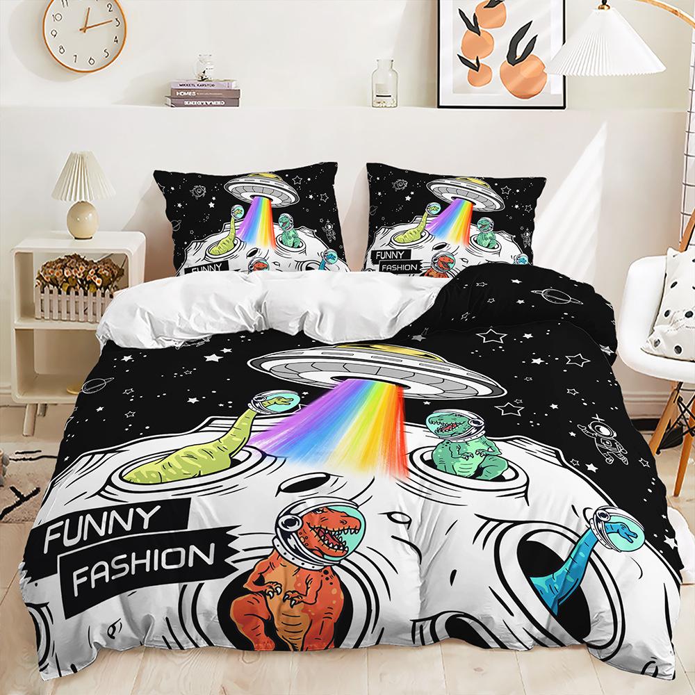 3D Planet Bedding Set for Boys' Room Duvet Cover Pillow Case 2/3 Pieces for Space Fans Room Soft Home Textile Children's Room Home Decoration