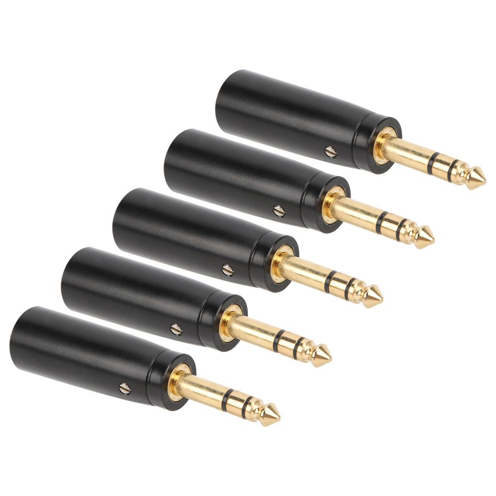 5Pcs Audio Adapter Metal 6.35mm Stereo Male To Mono Converter Cable Connector for Microphone