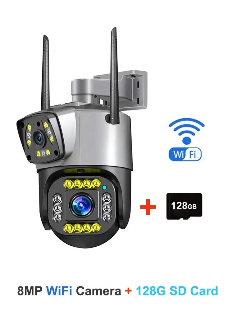 Nytt EU Dual Lens 4G IP-kamera WiFi 8MP 4K overvåkingskameraer Trådløst utendørs Smart Home Night Vision V380 digital zoom CCTV-kamera