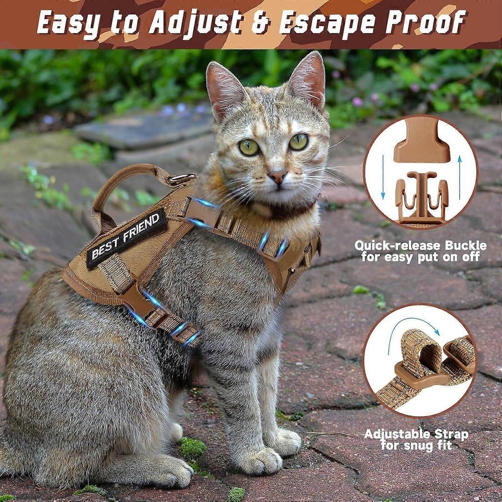 Large Tactical Cat Harness with Handle, Air Mesh Adult Cat Walking Vest Harness XL