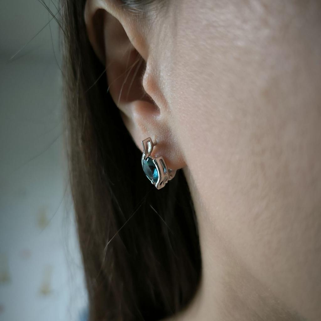 Серебряные серьги с топазом Лондон Блю 1.65ct (2188681)