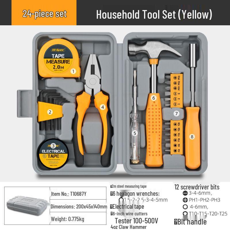 Home Repair Tool Set: Essentials - Pliers, Hammer, Wrench & Toolbox