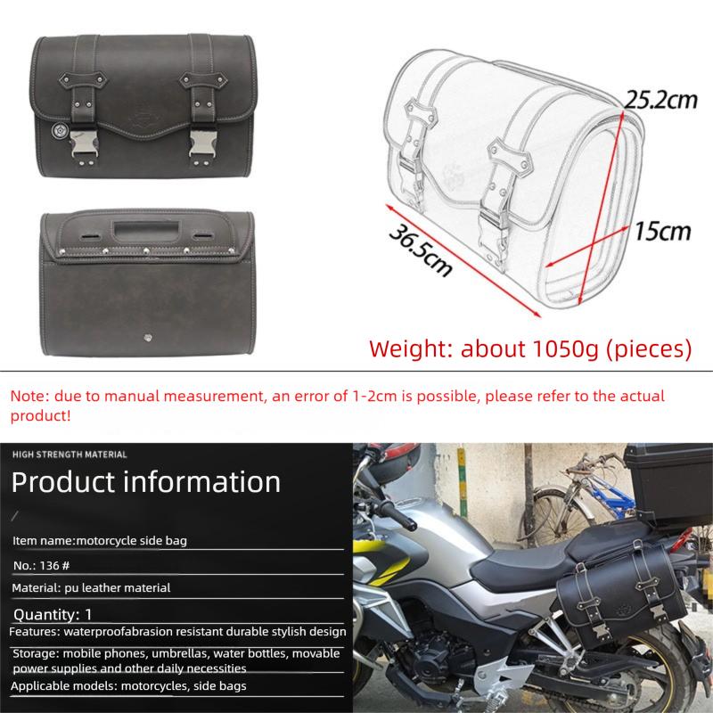 Retro Motorcycle Side Saddlebag Storage Bag for Harley Honda Rebel 250 300 500 1100 Tool Bag