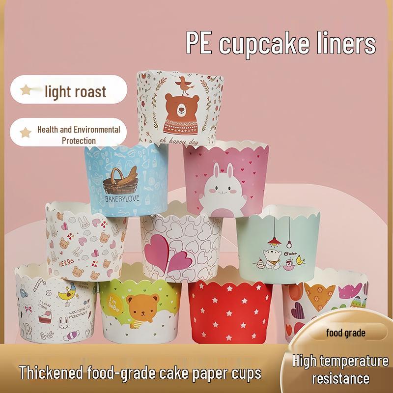 Qianmiao Heat-Resistant Cupcake Liners for Oven, Air Fryer, Steamer - PE-Lined Muffin Cups