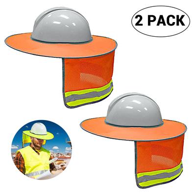 2Pcs Hard Hat Sun Shield Full Brim Mesh Neck Sunshade Hardhats High Visibility Reflective Hardhats