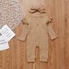 0-24M Baby Girls Boys Cotton Romper Autumn Spring Warm Solid Color Romper 2Pcs Newborn Baby Girl Boy Pit Cotton Jumpsuit Outfits
