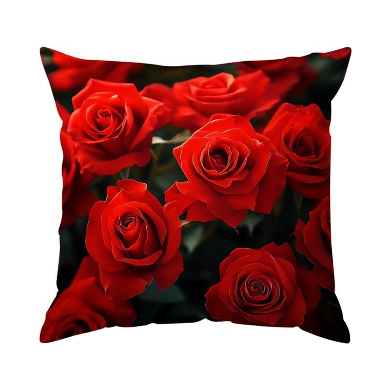Heimdeko Rote Rosen: Aufwändige Muster für Kissen Muster Kissenbezug Geeignet für Sofa Schlafzimmer Auto Kissenbezug