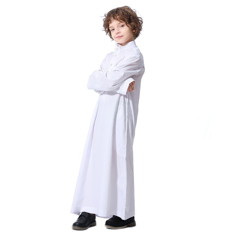 Muslim Kids Boys Saudská Arabská Thobe Robe Top Kalhoty Kaftan Arab islámské oblečení