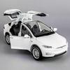 New Products 1/32 Large Tesla Model X Alloy Car Model Pull Back Sound and Light Sports Car 25-26
