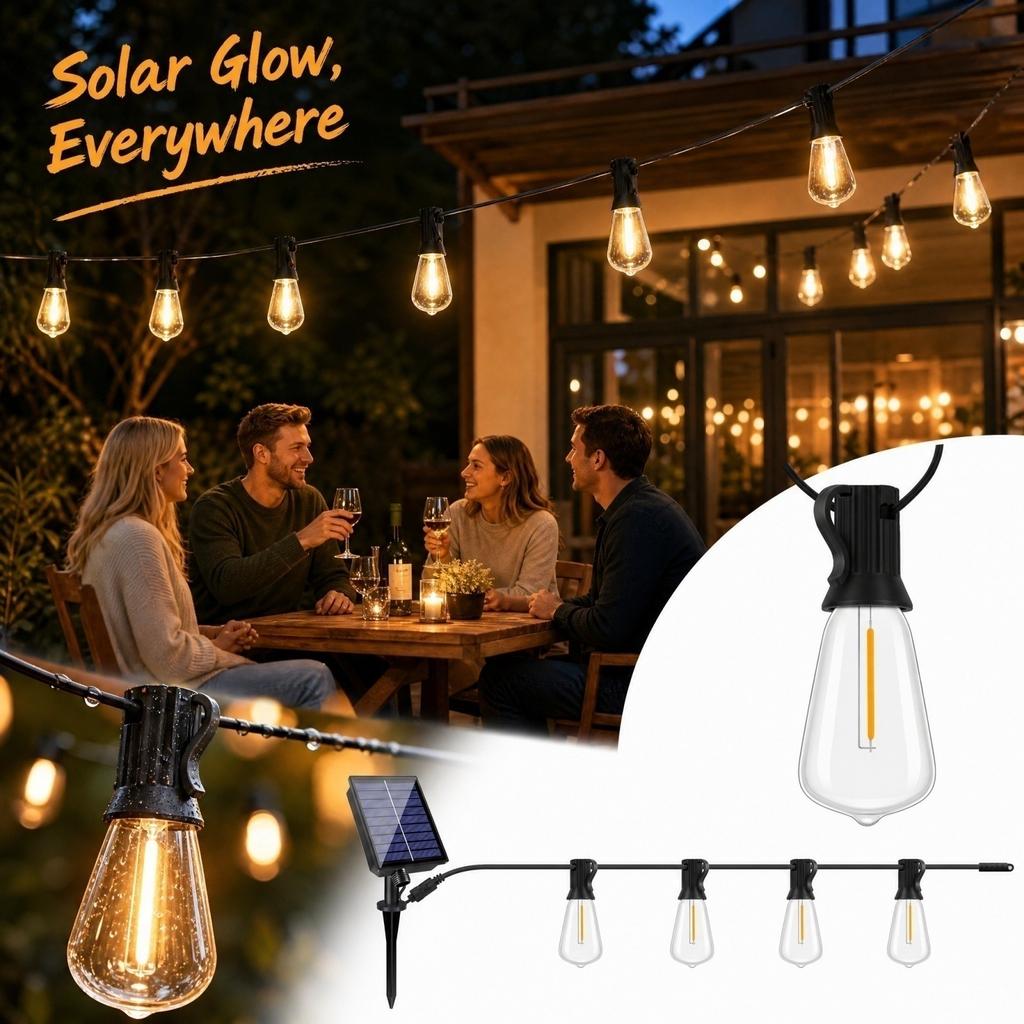 Solar ST38 LED String Lights, Remote Control Outdoor Ambient Lights for Wedding Homestay Camping