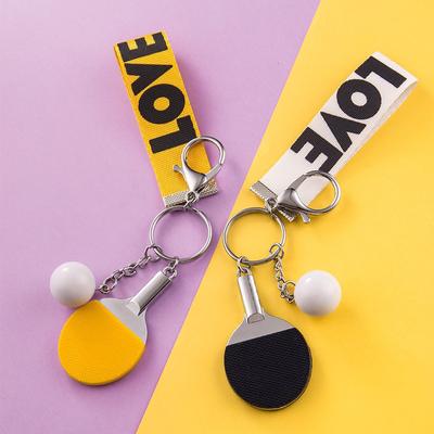 Ping Pong Ball Key Chain Table Tennis Keychain Racquet Keyring Table Tennis Racket Key Ring Bag Pendant Decoration Souvenir Gift