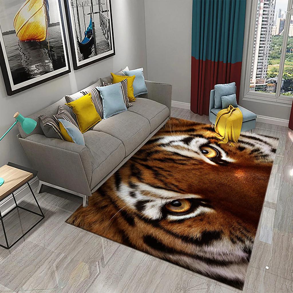 3D Animal Eyes Carpet Wild Animal Eyes Mat for Living Room Bedroom Bathroom Kitchen Floor Mat Door Mat Children Play Rest Carpet
