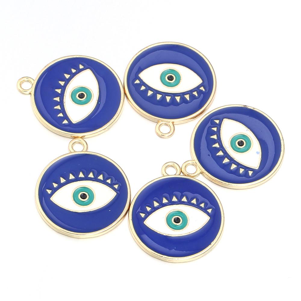 5pcs/lot Round Enamel Charms Single Face Eyes Pendants DIY Gift Accessories Necklace Bracelet Earrings Alloy Pendants Wholesale