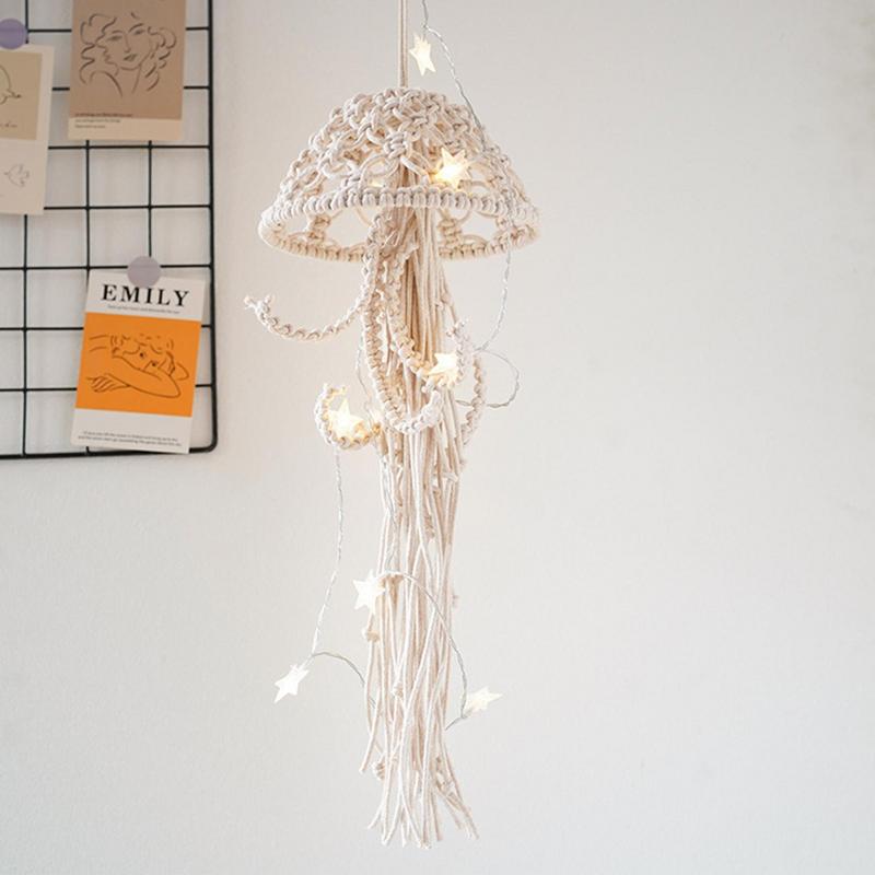 Macrame Dream Catcher Jellyfish Bohemian Decor For Bedroom With Lights Dream Catcher Nursery Decor Dream Catchers Moon Room