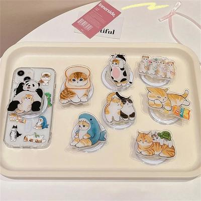 Ins Style Pop-socket Korean Cartoon Cute 3D Cat For Magsafe For Samsung Galaxy For iPhone 17 Pro Max Magnetic Phone Grip Tok Stand Foldable Holder