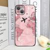 Pink World Map Travel Label Printed Phone Case for IPhone 16 15 14 11 Pro Max 13 12 Mini XR XS X 7 8 Plus SE20 Soft Cover Fundas
