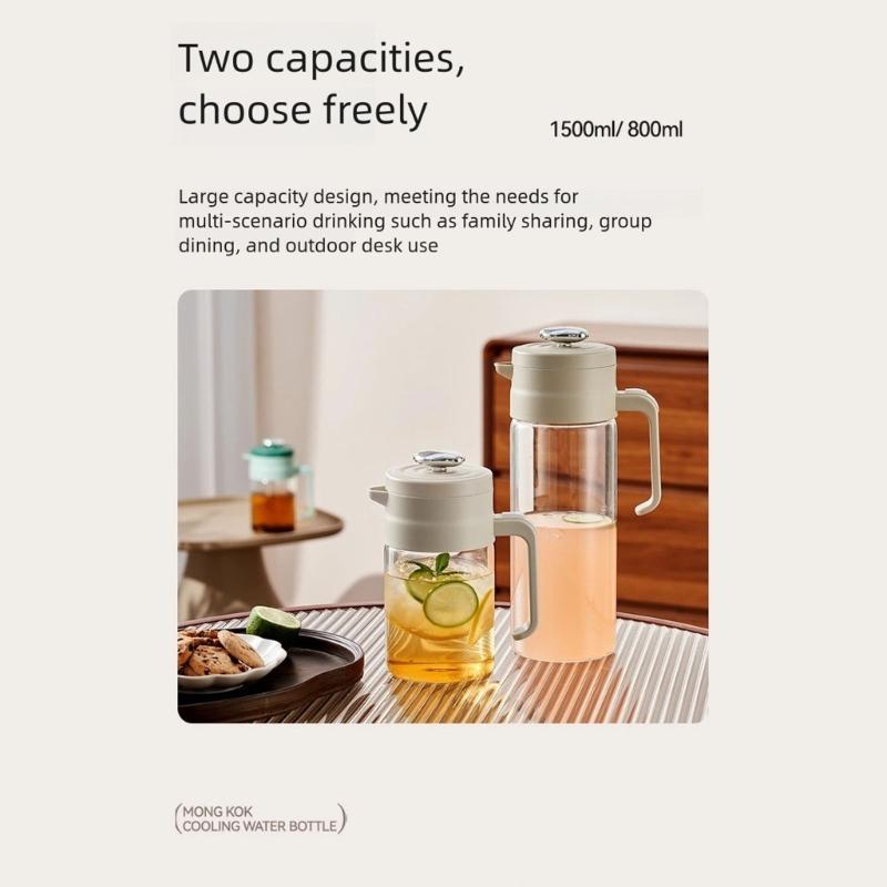 Extra Große 800/1500ml Teekanne mit Sieb und festem Borosilikatglas, auslaufsicheres Design für Eistees und Fruchtaufgüsse
