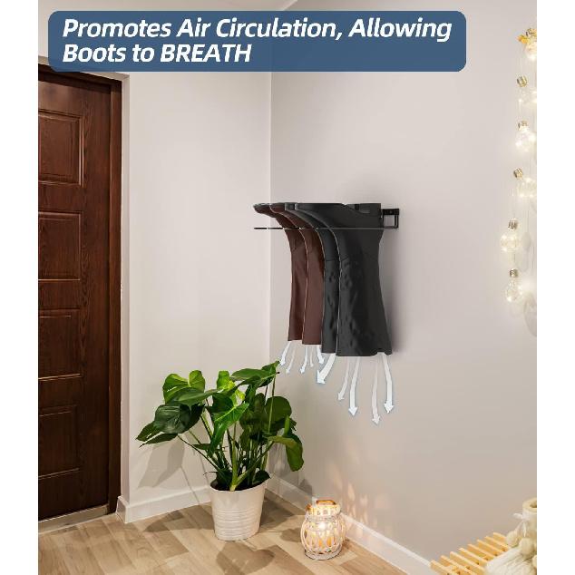 Boot Rack Wader Hanger Wall Mounted- (4 Pair) Sturdy Metal Boot Organizer, Tall Shoe Holder for Closet, Entryway, Indoor, Garage