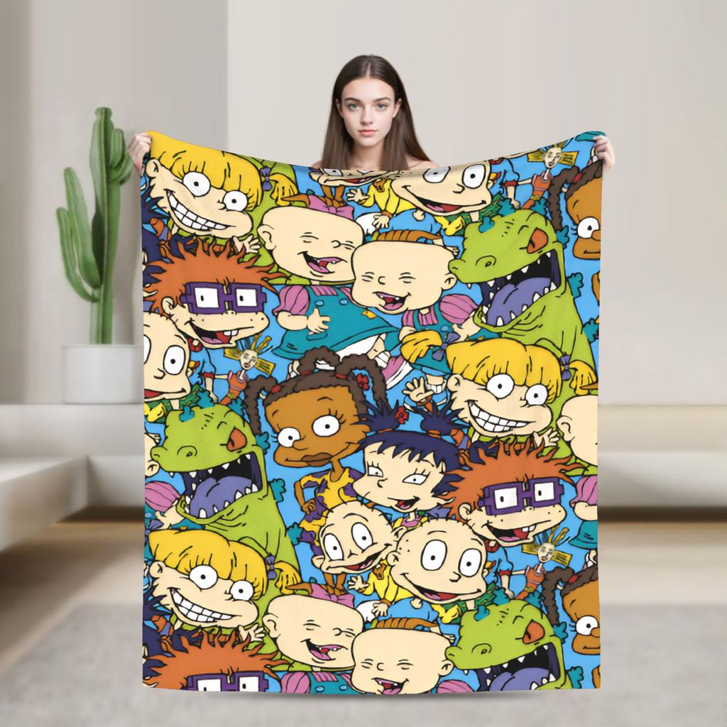 Rugrats Playful Character Blankets  Warm Soft Plush Throw Blanket For Couch Chair Airplane Travel Flannel Bedspread Bed Cover