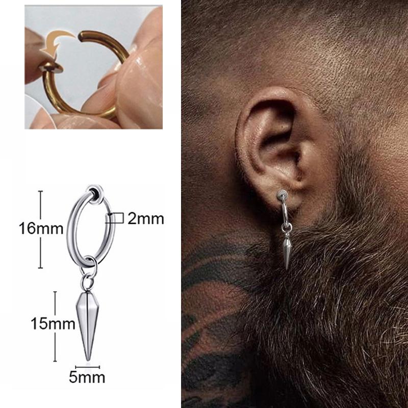 Lightning Bolt Charm Hoop Huggie Copper Color Earrings for Men Stainless Steel Hinge Hoops Lightnings