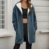 Women's Fashionable Loose Zipper Cardigan With Fleece Hoodie