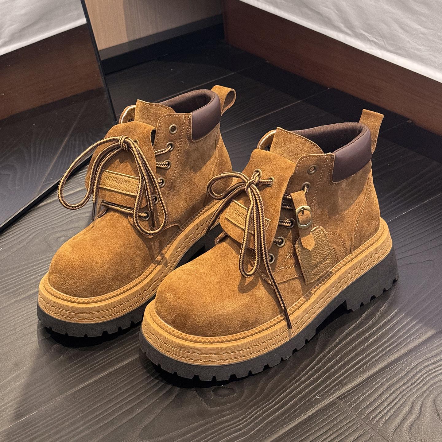 

Martin boots women s 2025 new popular thick-soled heightening short boots autumn versatile British retro tooling knight boots 40