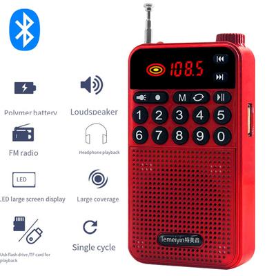 Mini radio portátil con altavoz Bluetooth, linterna, pantalla LED, tarjeta TF, altavoz de alto volumen, reproductor de MP3 para personas mayores