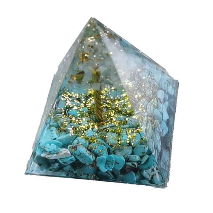 Felimoa Orgonite Pyramid, Wealth Tree, 5cm, Natural Stone, for Increased Wealth and Fortune