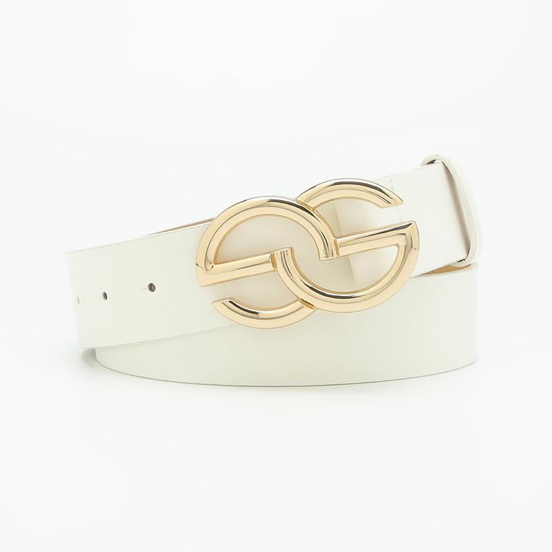 Metal Buckle Simple Casual Decoration Jeans Belt Double G Retro Dress Belt Women