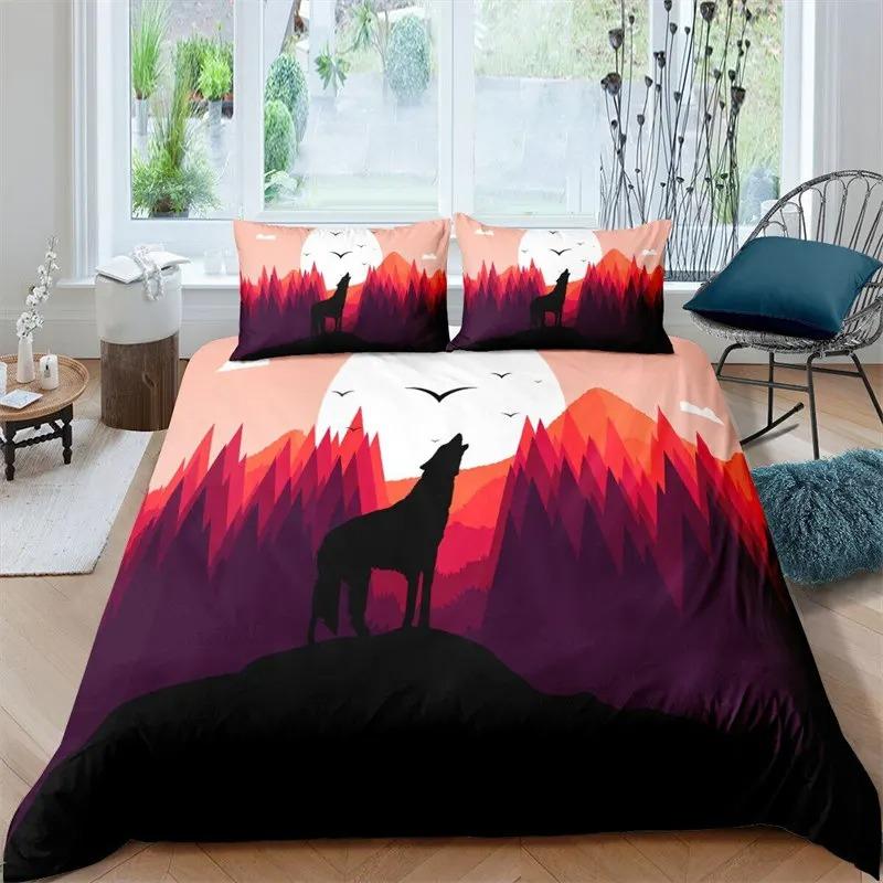 Tropical Animals Duvet Cover Exotic Animal Silhouette Sunset Bedding Set Full For Girls Boys Decor Hawaii Sea Wave Quilt Cover